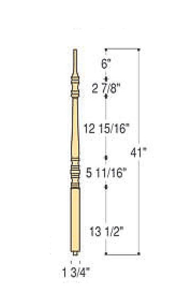 Classic Pin Top Wood Baluster : C-5611 | Stair parts