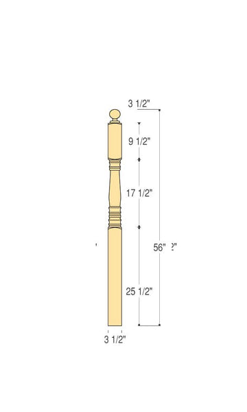 Hampton Starting Newel : C-4002 | Stair parts