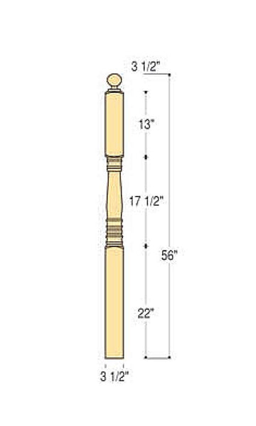 Classic Ball Top Angle/Landing Newel : C-4009 | Stair parts