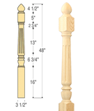 Chippendale Colonial Top Fluted Starting Newel : C-4280 | Stair parts