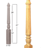 Chippendale Fluted Starting Newel : C-4270 | Stair parts