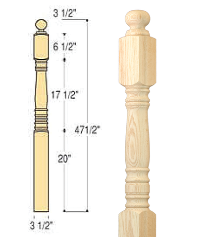 Classic Ball Top Starting Newel : C-4007 | Stair parts