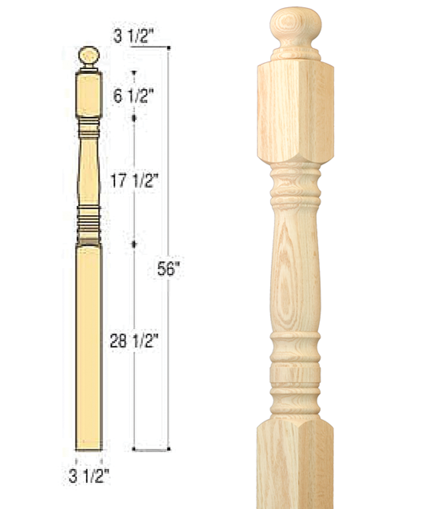 Classic Ball Top Starting Newel : C-4008 | Stair parts