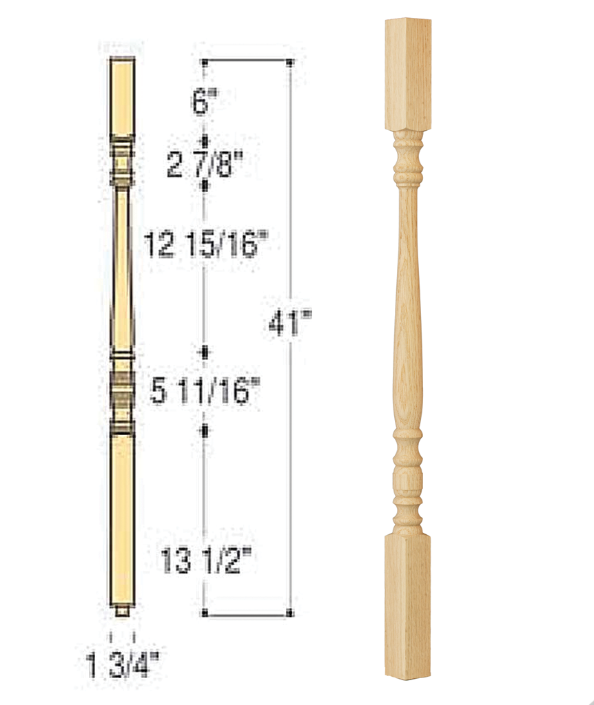 Classic Square Top Wood Baluster : C-5601 | Stair parts