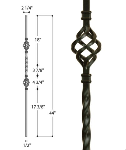 Double Basket Iron Baluster : 2553 | Stair parts