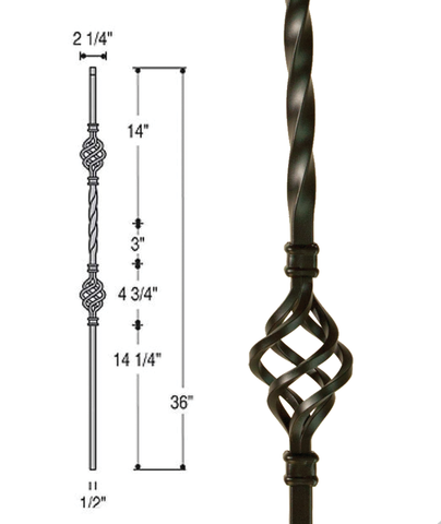 Double Basket Iron Baluster : 2653 | Stair parts