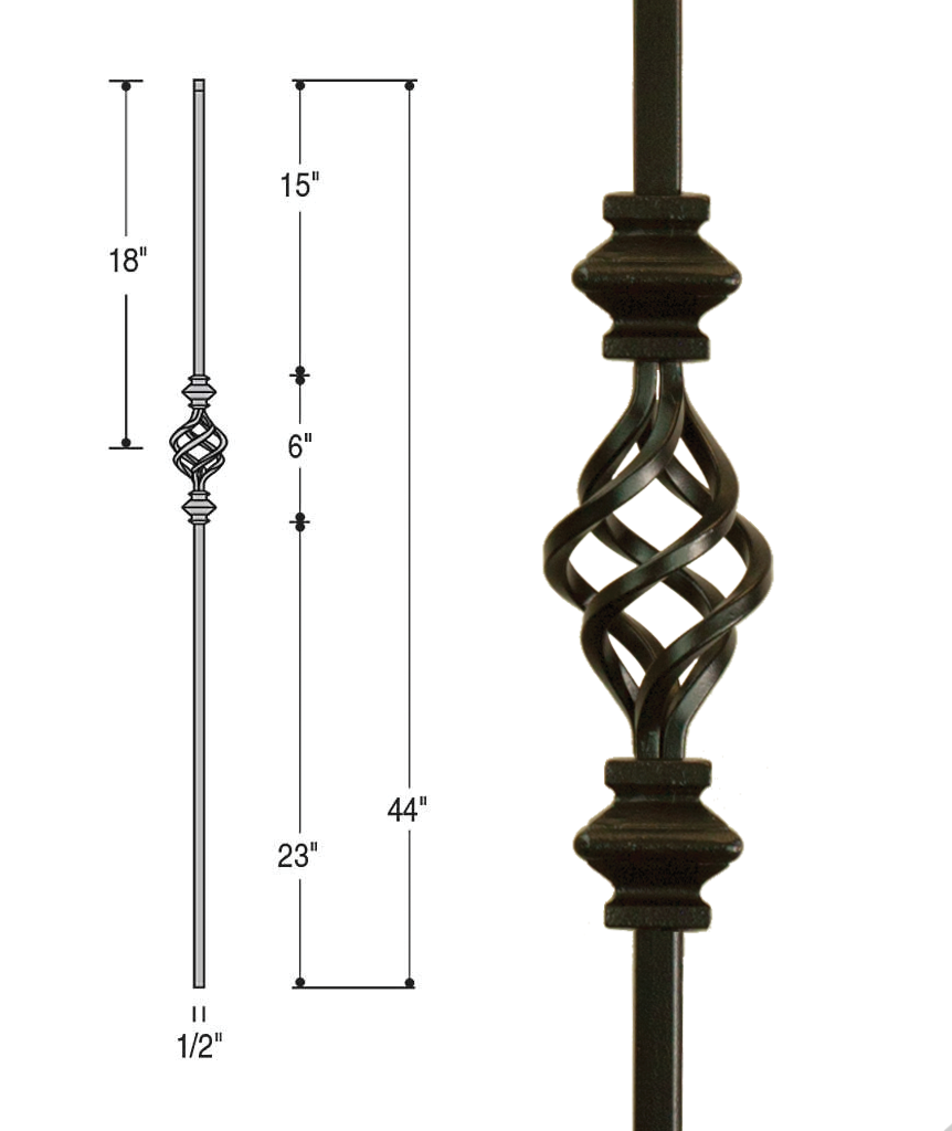 Double Knuckle Single Basket Iron Baluster : 2558 | Stair parts
