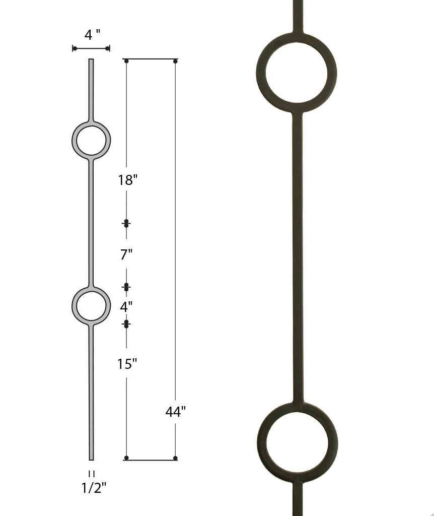 Double Ring Medallion Iron Baluster : 2931 | Stair parts