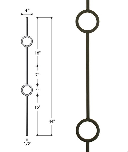 Double Ring Medallion Iron Baluster : 2931 | Stair parts