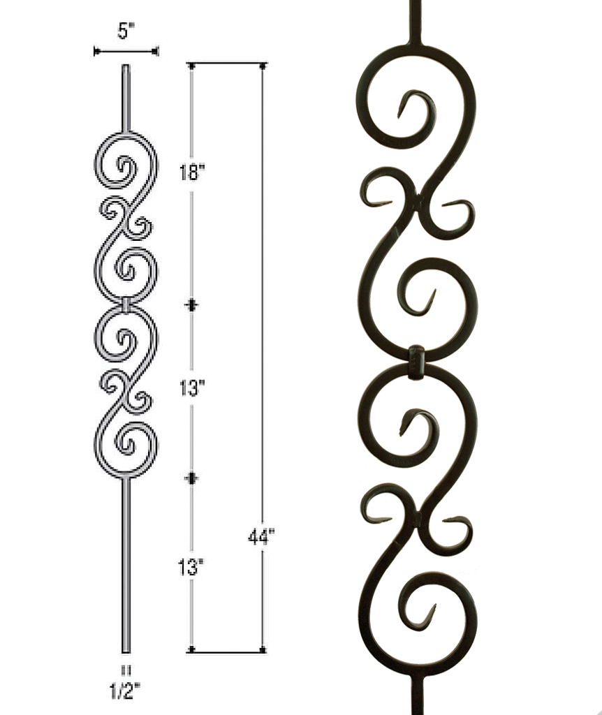 Double Scroll Iron Baluster : 2583 | Stair parts