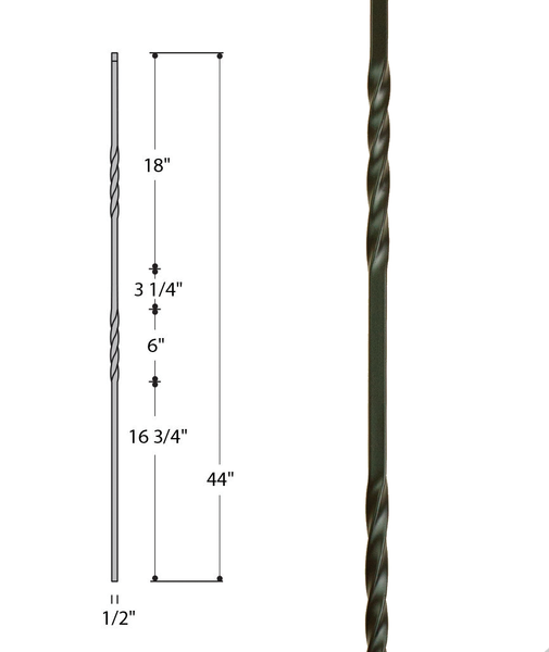 Double Twist Iron Baluster : 2551 | Stair parts