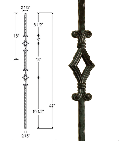 Double Window Iron Baluster : 2761 | Stair parts