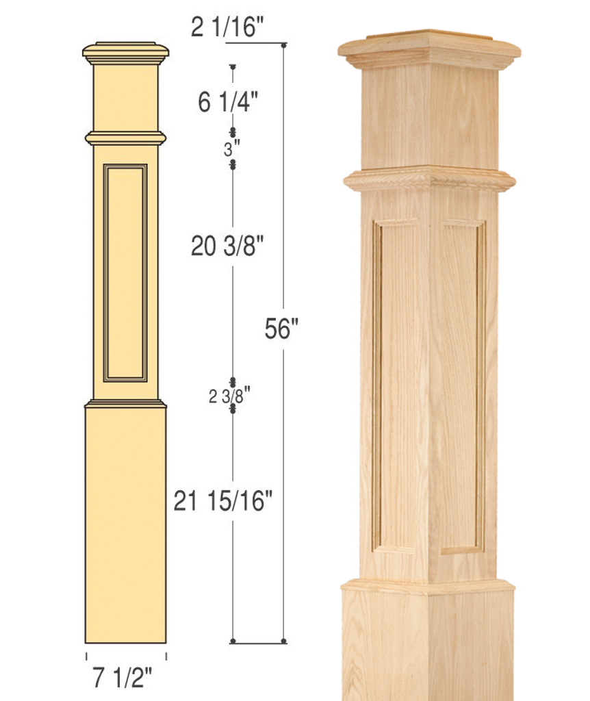 Flat Panel Box Newel (Large) : C-4891-FP | Stair parts