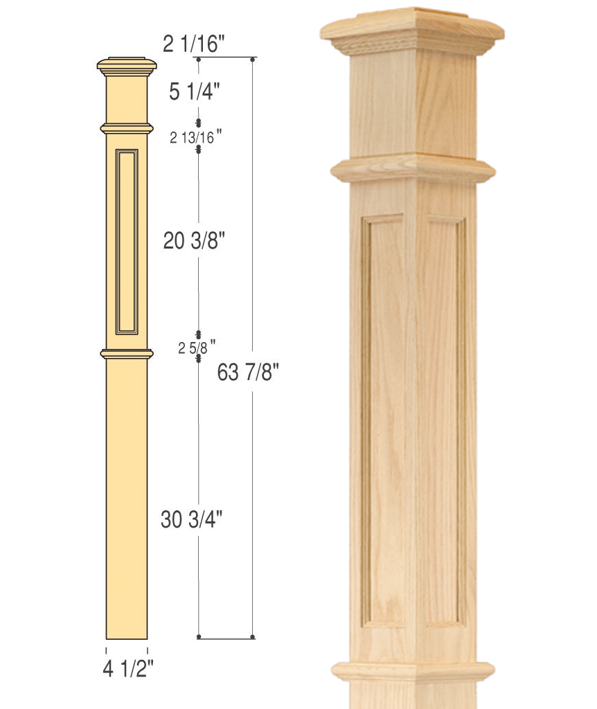 Flat Panel Box Newel (Medium) : C-4691-FP | Stair parts