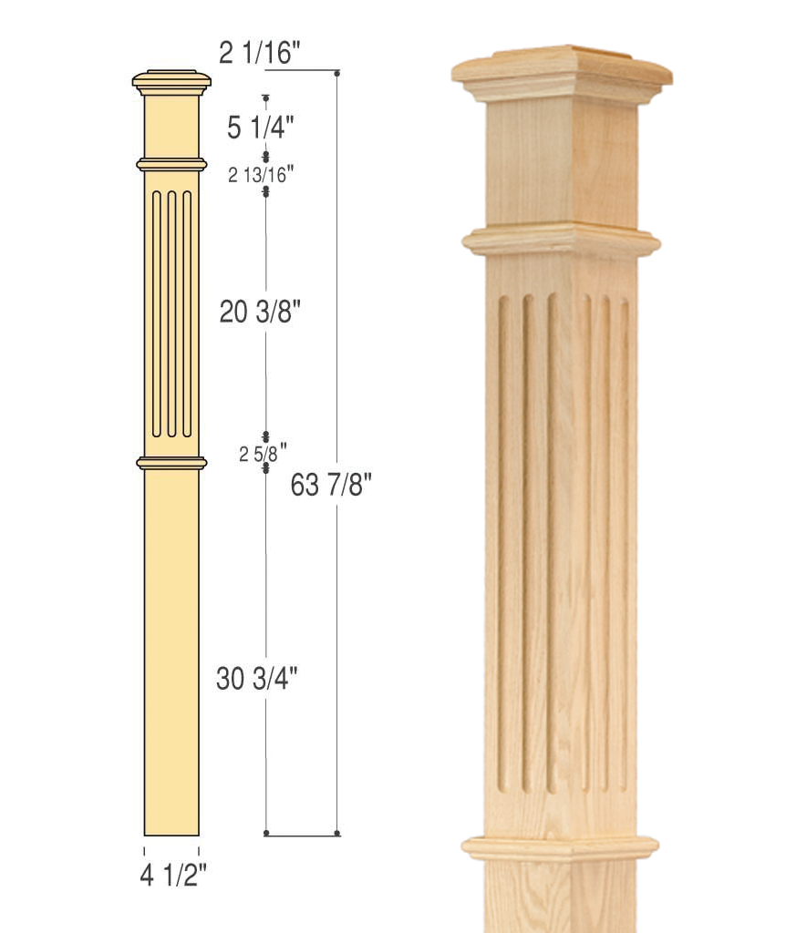 Fluted Box Newel : C-4695-F | Stair parts