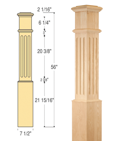 Fluted Box Newel (Large : C-4095-F | Stair parts