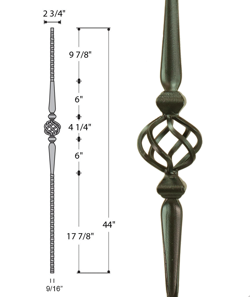 Gothic Single Basket Iron Baluster : 2572 | Stair parts