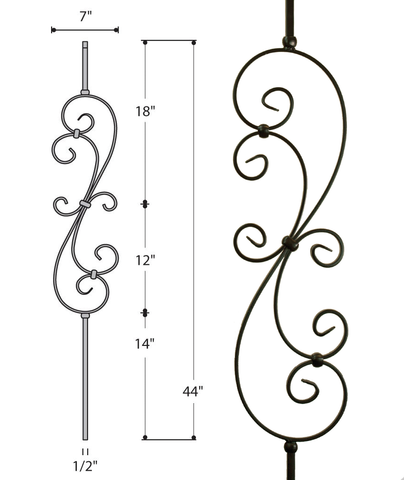 Large Scroll Iron Baluster : 2580 | Stair parts