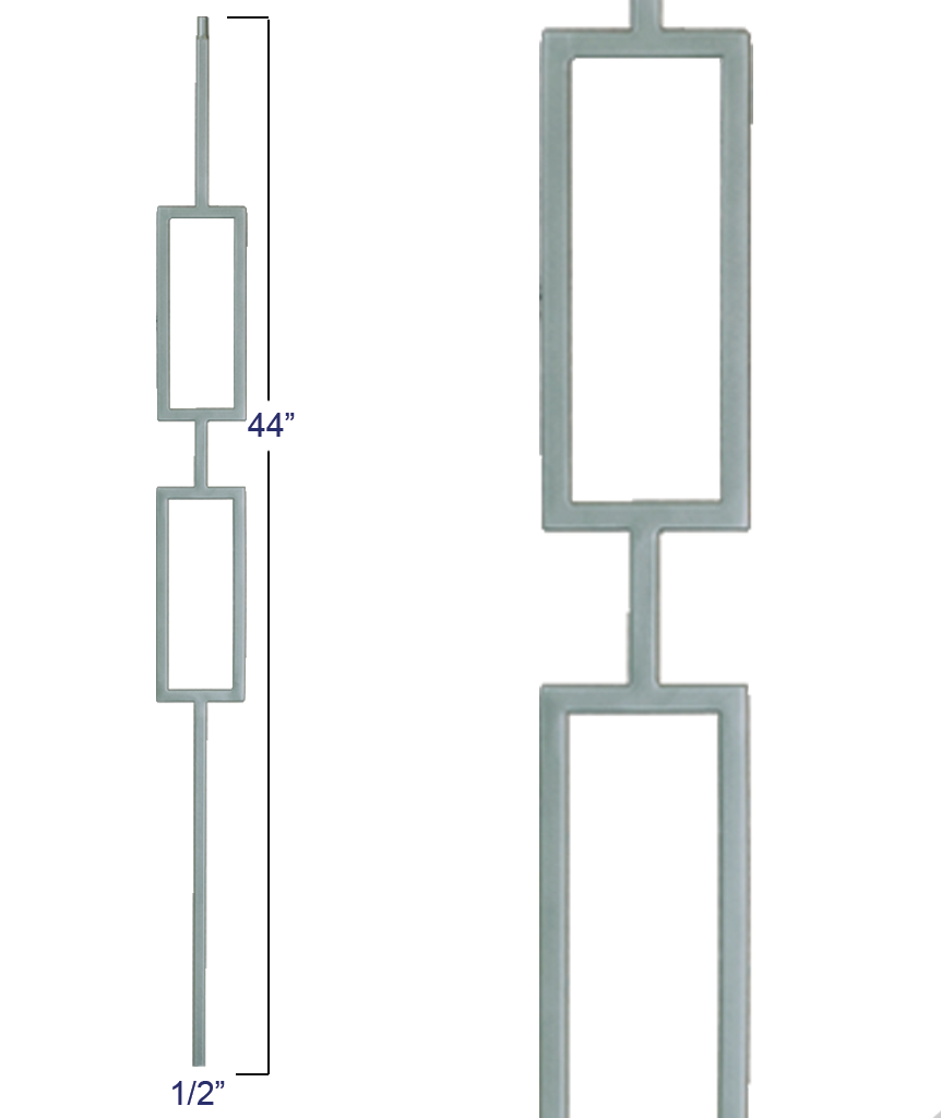 Liberty Series Double Square Panel 1/2" Iron Baluster: 2671 | Stair parts