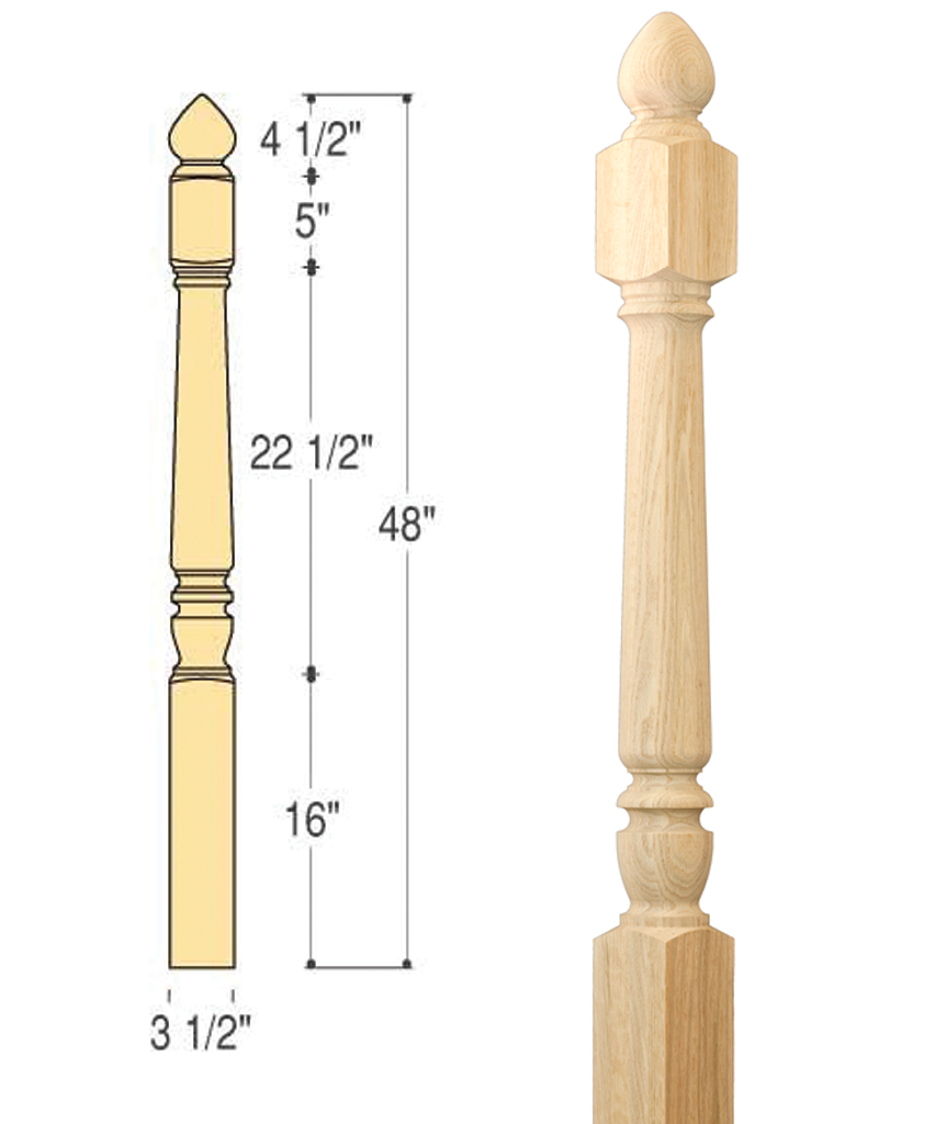 Marion Colonial Top Starting Newel : C-4282 L | Stair parts