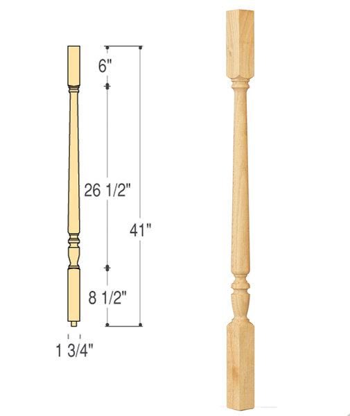 Marion Square Top Wood Baluster: C-5241 | Stair parts