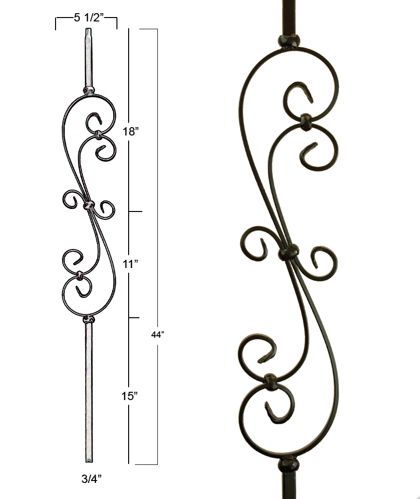 Mega Skinny Scroll Iron Baluster : 2881 | Stair parts