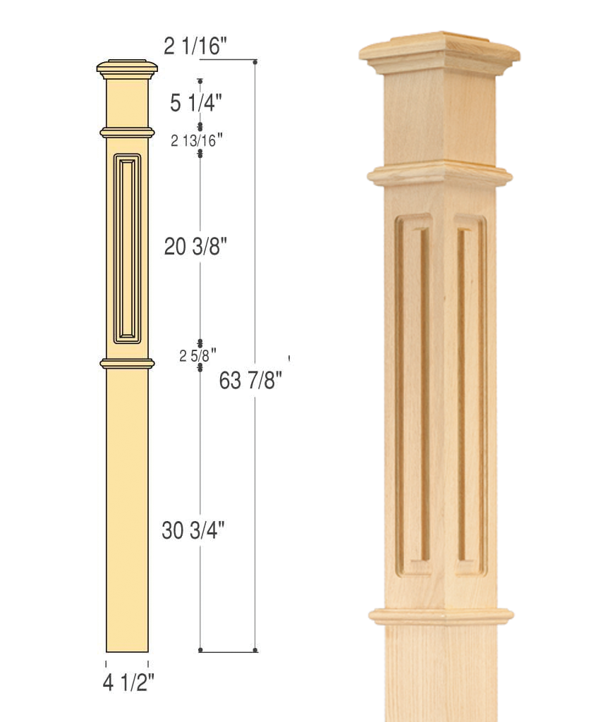 Raised Panel Box Newel : C-4695-RP | Stair parts