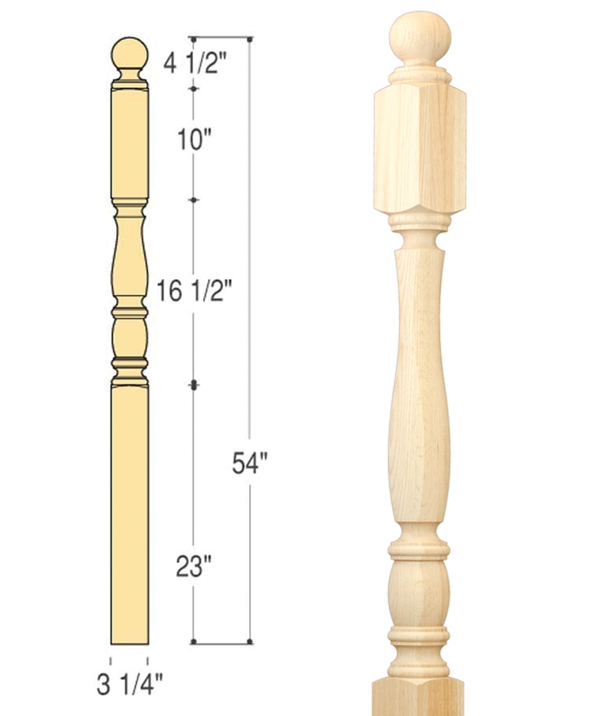 Richmond Ball Top Landing Newel : C-4445 | Stair parts