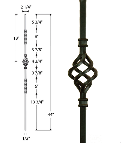 Single Basket Iron Baluster : 2552 | Stair parts