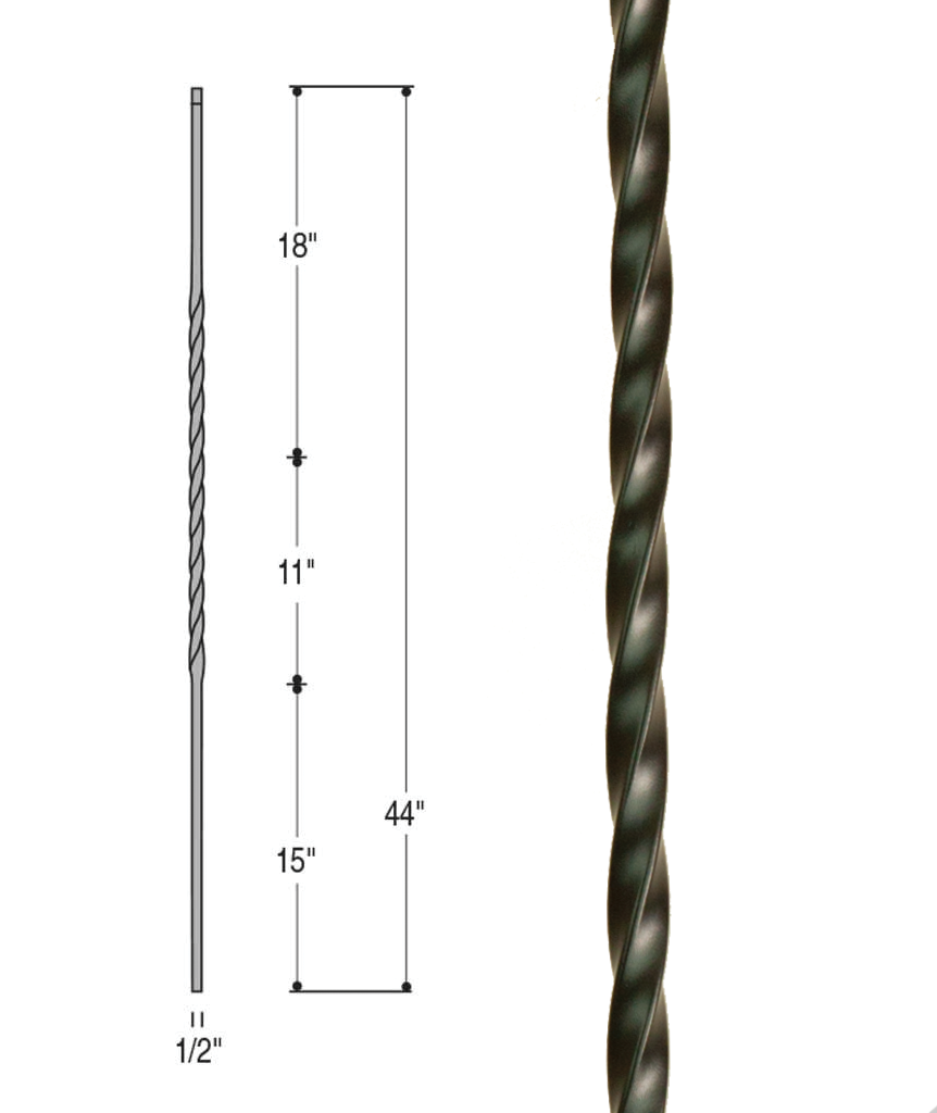 Single Long Twist Iron Baluster : 2554 | Stair parts