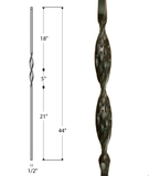 Single Ribbon Iron Baluster : 2560 | Stair parts