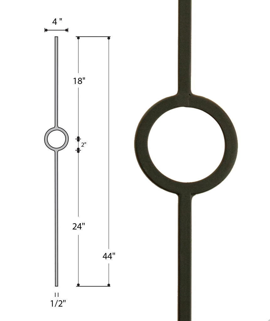 Single Ring Medallion Iron Baluster : 2930 | Stair parts