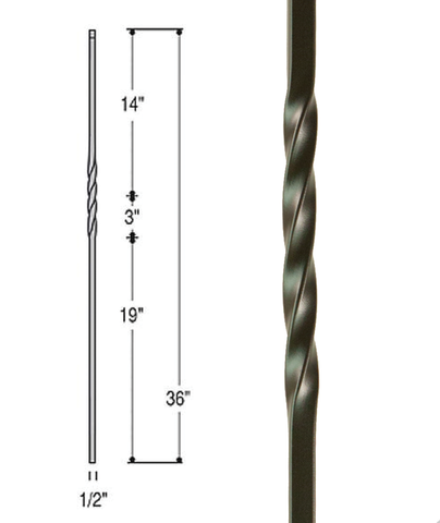 Single Twist Iron Baluster : 2650 | Stair parts