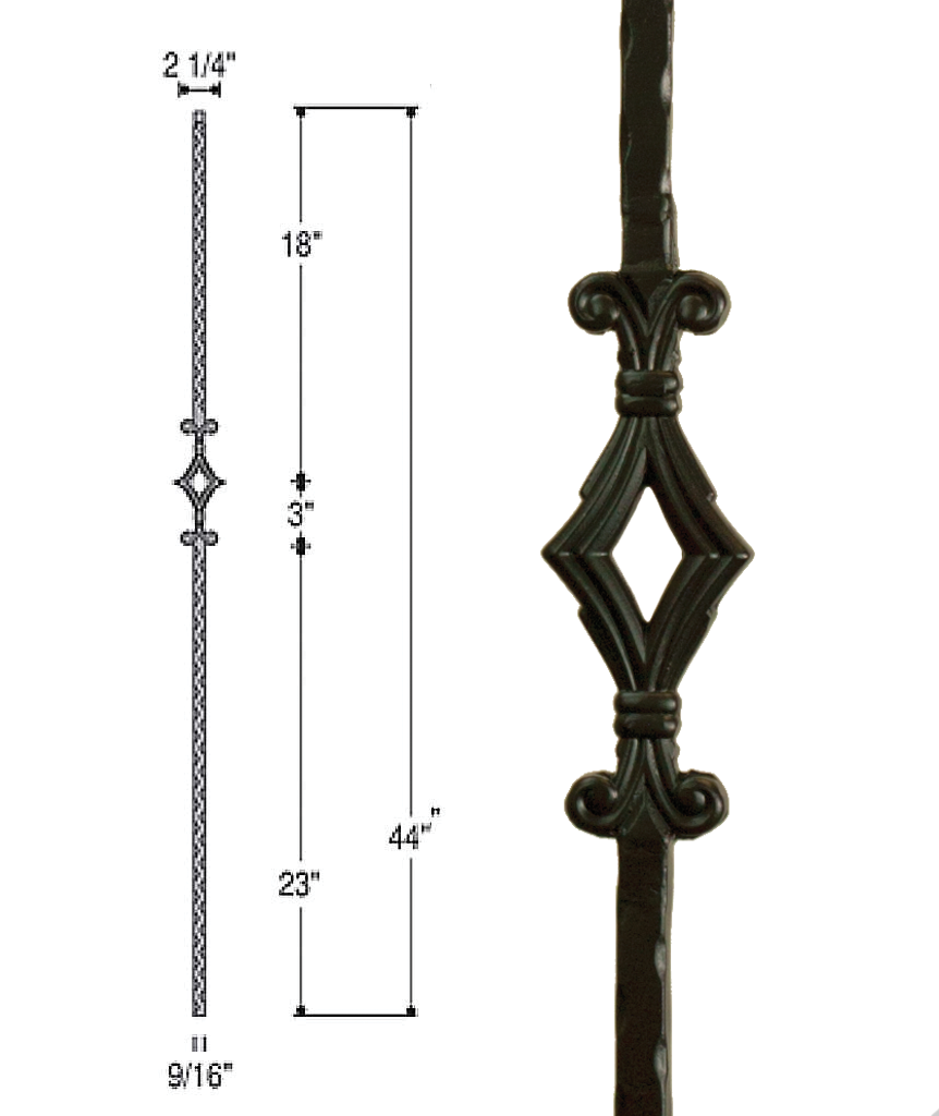 Single Window Iron Baluster : 2760 | Stair parts