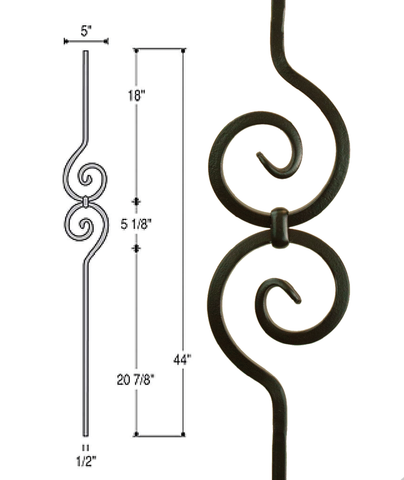 Spiral Scroll Iron Baluster : 2582 | Stair parts