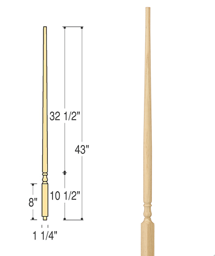 Traditional Pin Top Wood Baluster : C-5015 | Stair parts