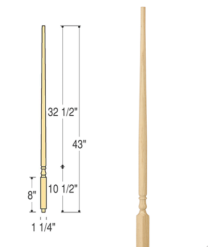 Traditional Pin Top Wood Baluster : C-5015 | Stair parts