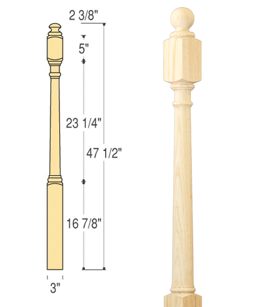 Traditional Ball Top Starting Newel : C-4040BT | Stair parts