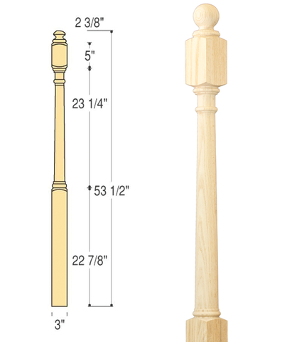 Traditional Ball Top Starting Newel : C-4042BT | Stair parts