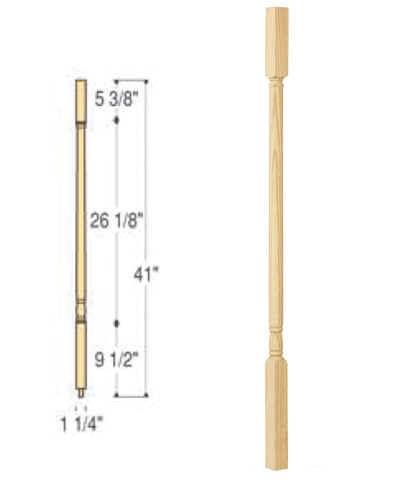 Traditional Square Top Wood Baluster: C-5070 | Stair parts