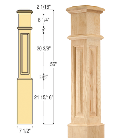 True Raised Panel Box Newel (Large) : C-4891-RP | Stair parts