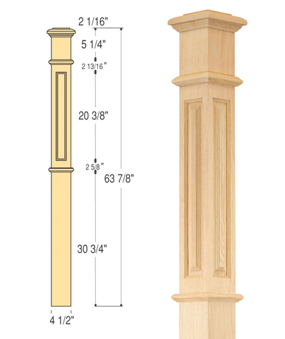 True Raised Panel Box Newel (Medium) : C-4691-RP | Stair parts