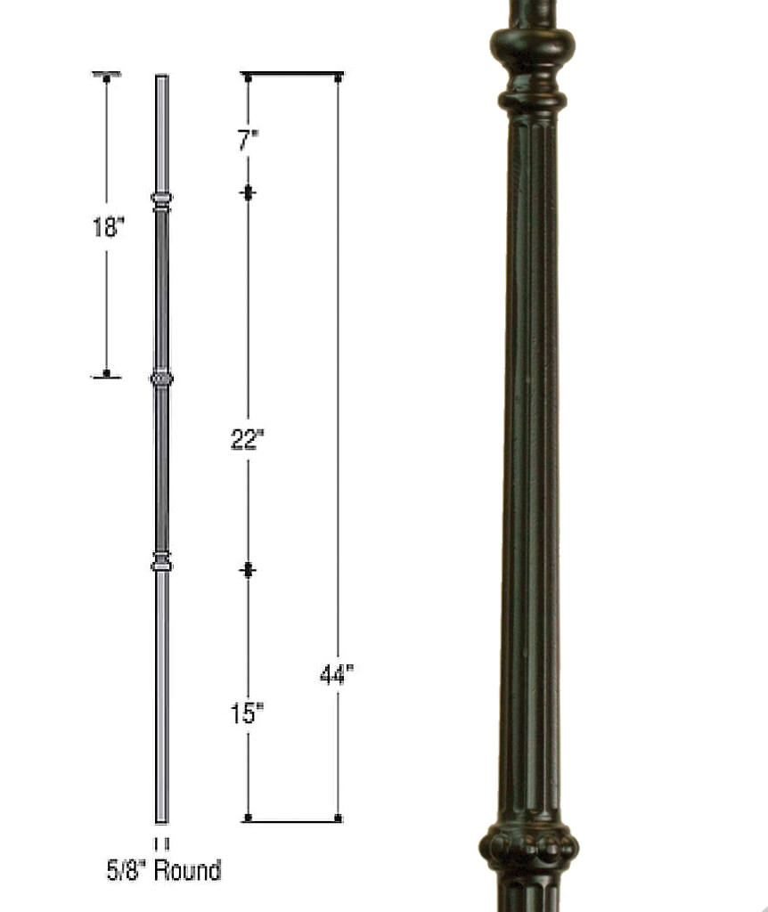 Venetian Fluted with Knuckle Iron Baluster : 2597 | Stair parts