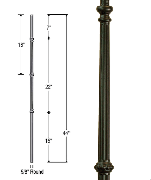 Venetian Fluted with Knuckle Iron Baluster : 2597 | Stair parts