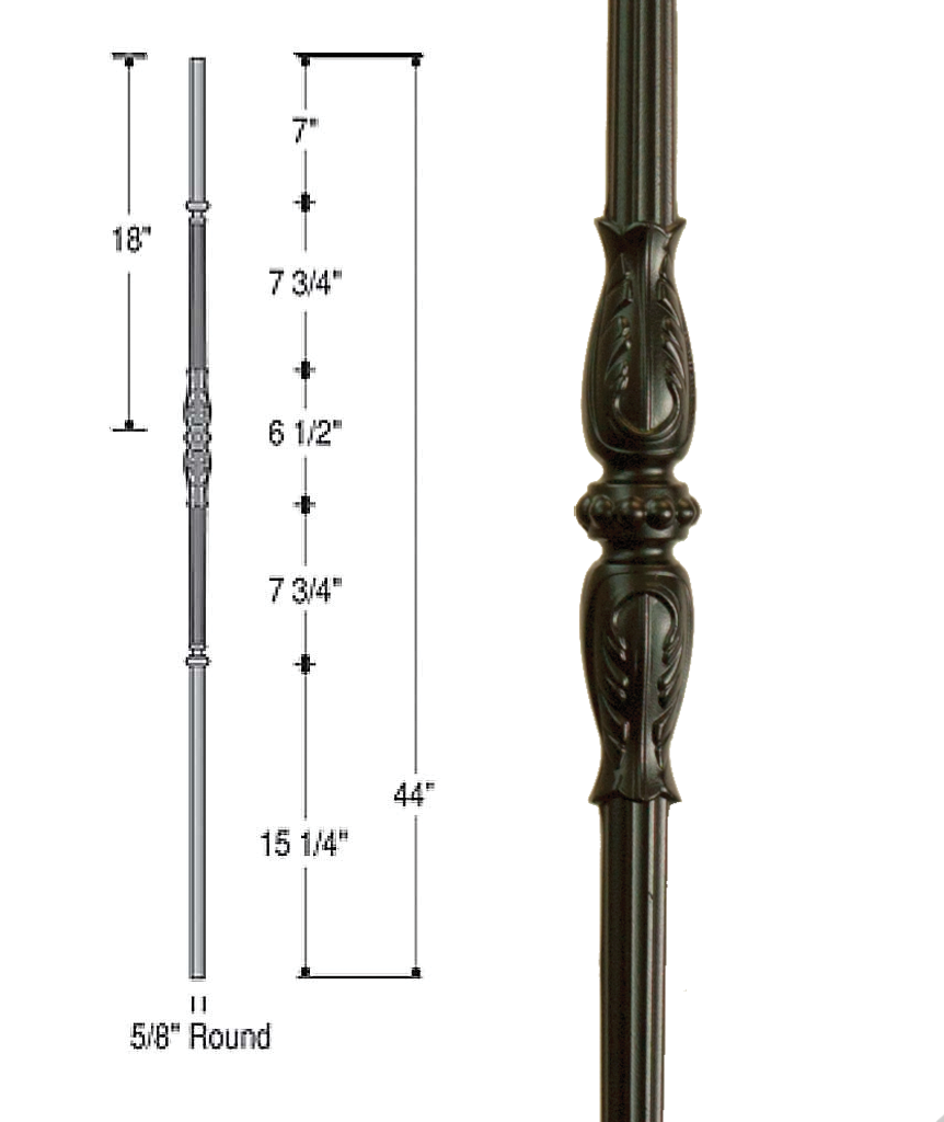Venetian Fluted with Roman Knuckle Iron Baluster : 2598 | Stair parts